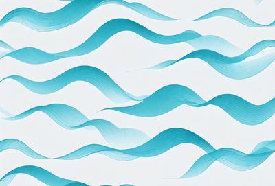 The primary subject of the image is a pattern of blue waves, which are the main objects in the scene. The setting is a white background, which provides a clean and minimalist appearance. The visual style is a combination of digital art and illustration, creating a unique and artistic representation of the blue waves. The dominant colors are blue and white, giving the image a calm and serene atmosphere.