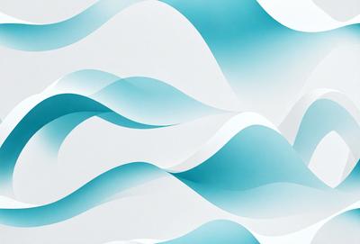 The primary subject of the image is a large, white, and blue wave pattern. The setting is a white background, which provides a clean and minimalist appearance. The visual style is a combination of digital art and illustration, creating a unique and eye-catching design. The dominant colors are white and blue, which evoke a sense of calmness and tranquility.