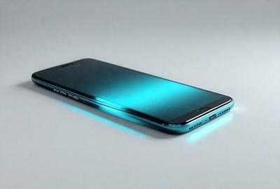 The primary subject of the image is a cell phone. The cell phone is placed on a white surface, which serves as the background. The visual style of the image is a photo, capturing the cell phone in its natural environment. The dominant colors in the image are blue and white, creating a clean and modern atmosphere.