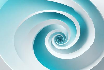 The primary subject of the image is a spiral pattern, which is the main object, scene, or focus of the image. The spiral pattern is set against a white background, giving it a clean and minimalist appearance. The visual style of the image is a digital art or illustration, as it is a well-crafted and detailed representation of the spiral pattern. The colors and mood of the image are predominantly blue, creating a sense of calmness and tranquility.
