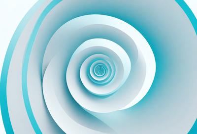 The primary subject of the image is a spiral pattern, which is the main object, scene, or focus of the image. The spiral pattern is set against a white background, giving it a clean and minimalist appearance. The visual style of the image is digital art, as it is a computer-generated design. The dominant colors in the image are blue and white, creating a calm and soothing atmosphere.