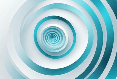 The primary subject of the image is a spiral pattern, which is a blue and white design. The setting is a white background, and the visual style appears to be a digital art or illustration. The dominant colors are blue and white, creating a sense of depth and complexity in the spiral pattern.