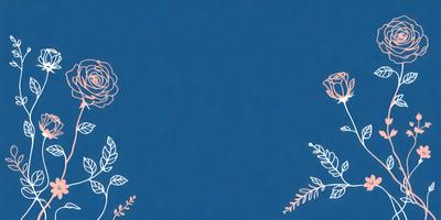 The primary subject of the image is a blue background with white flowers. The setting is a blank canvas, and the visual style is a combination of digital art and illustration. The dominant colors are blue and white, creating a calm and serene atmosphere.