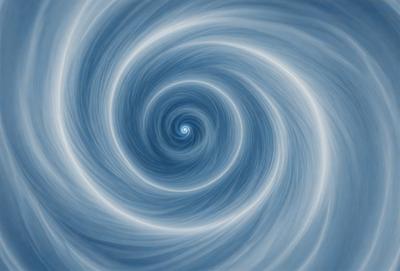 The primary subject of the image is a spiral pattern, which is the main object, scene, or focus of the image. The spiral pattern is set against a blue background, creating a visually striking contrast. The spiral pattern is depicted in a digital art style, giving it a modern and dynamic appearance. The overall atmosphere of the image is one of movement and energy, as the spiral pattern seems to be in constant motion.