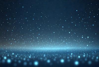 The primary subject of the image is a blue sky filled with bright, glowing stars. The setting is a dark, starry night, with the stars being the main focus of the image. The visual style is a combination of a photo and digital art, creating a unique and captivating atmosphere. The colors and mood of the image are predominantly blue and serene, with the stars adding a sense of wonder and tranquility to the scene.