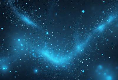 The primary subject of the image is a blue and white starry sky. The setting is a dark, star-filled night sky, with the stars scattered throughout the scene. The visual style is a combination of a photo and digital art, creating a captivating and artistic representation of the night sky. The colors and mood of the image are predominantly blue and white, with a sense of tranquility and wonder.