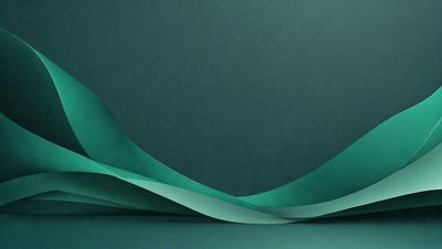 The primary subject of the image is a green, curved, and wavy surface. The setting is a dark blue background, which contrasts with the green surface. The visual style appears to be a combination of digital art and illustration. The dominant colors are green and blue, creating a calm and soothing atmosphere.
