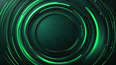 The primary subject of the image is a green circle with a green background. The setting appears to be a futuristic or abstract environment. The visual style is a combination of digital art and illustration, creating a unique and captivating design. The dominant colors are green, which gives the image a calm and soothing atmosphere.