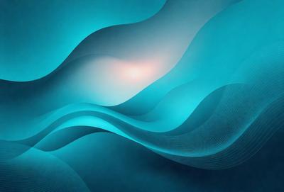 The primary subject of the image is a blue ocean with waves. The setting is a blue background, and the visual style is a digital art or illustration. The dominant colors are blue and white, creating a calm and serene atmosphere.