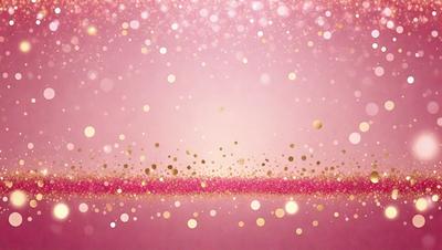 The primary subject of the image is a pink background with gold glittery stars scattered across it. The setting is a pink background with gold glittery stars scattered across it. The visual style is a photo of a pink background with gold glittery stars scattered across it. The colors and mood are predominantly pink and gold, creating a warm and festive atmosphere.