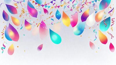 The primary subject of the image is a colorful, rainbow-themed decoration, possibly a party or celebration item. The setting is a white background, which provides a clean and uncluttered appearance. The visual style is a combination of digital art and illustration, creating a vibrant and lively atmosphere. The dominant colors are the rainbow hues, which evoke a sense of joy and festivity.