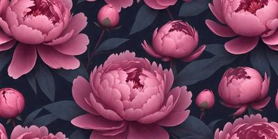 The primary subject of the image is a close-up of a pink flower, which is the main focus of the image. The setting is a dark background, which contrasts with the bright pink flower. The visual style is a digital art or illustration, as the flower is depicted in a detailed and realistic manner. The dominant colors are pink and black, creating a striking and visually appealing contrast.
