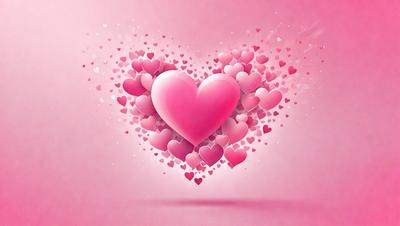 The primary subject of the image is a heart-shaped illustration, which is the main focus of the image. The heart is pink and surrounded by a multitude of hearts, creating a visually appealing and heartwarming scene. The setting is a pink background, which complements the heart's color and adds to the overall mood of the image. The visual style is a combination of digital art and illustration, creating a unique and eye-catching design.