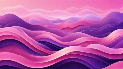 The primary subject of the image is a large, colorful wave. The wave is depicted in a pink and purple hue, giving it a vibrant and lively appearance. The setting is a vast, open ocean, with the wave extending across the entire image. The visual style of the image is a combination of digital art and illustration, creating a dynamic and engaging scene. The colors and mood of the image are energetic and uplifting, evoking a sense of freedom and adventure.