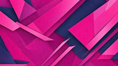 The primary subject of the image is a pink and blue geometric pattern. The setting is a pink background, and the visual style is a digital art or illustration. The dominant colors are pink and blue, creating a vibrant and lively atmosphere.