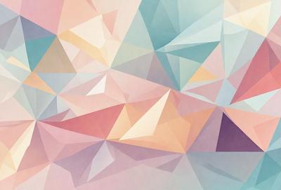 The primary subject of the image is a colorful, geometric pattern. The setting is a colorful, abstract background, which adds to the visual style. The image is a digital art piece, showcasing a unique and creative design. The dominant colors in the image are pink, blue, and yellow, creating a vibrant and lively atmosphere.
