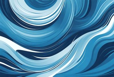 The primary subject of the image is a large, blue wave with a white and blue color scheme. The wave is the main focus of the image, and it appears to be a digital art or illustration. The setting is a blue ocean, and the visual style gives the impression of a dynamic and powerful force of nature. The colors and mood of the image convey a sense of energy and movement, with the blue and white colors creating a sense of calmness and tranquility.