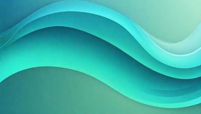 The primary subject of the image is a large, curved wave. The setting is a blue ocean, and the visual style is a digital art or illustration. The dominant colors are blue and green, creating a serene and calming atmosphere.