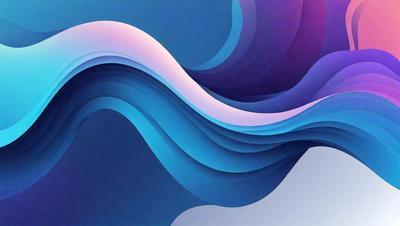 The primary subject of the image is a blue wave, which is the main focus of the scene. The setting is a blue background, and the visual style appears to be a digital art or illustration. The dominant colors in the image are blue and purple, creating a calm and serene atmosphere.