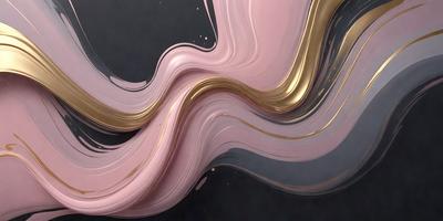 The primary subject of the image is a swirling, pink and gold pattern. The setting is a dark background, which contrasts with the vibrant colors of the pattern. The visual style appears to be a digital art or illustration, as the colors and patterns are intricately detailed. The dominant colors are pink and gold, creating a warm and luxurious atmosphere.