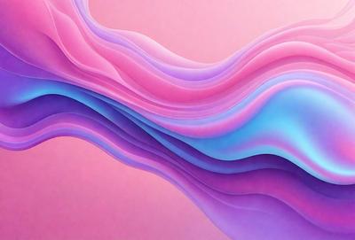 The primary subject of the image is a purple and pink flowing wave, which appears to be a digital art or illustration. The setting is a pink background, and the visual style is a combination of digital art and illustration. The dominant colors in the image are purple and pink, creating a soothing and calming atmosphere.