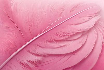 The primary subject of the image is a pink feather, which is the main object, scene, or focus of the image. The setting or background of the image is a pink surface, which adds to the overall atmosphere and visual style. The colors and mood of the image are predominantly pink, creating a warm and inviting atmosphere.