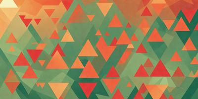 The primary subject of the image is a colorful geometric pattern, featuring a mix of red, green, and orange colors. The pattern is composed of triangles and other geometric shapes, creating a visually appealing and vibrant design. The setting is a green background, which provides a contrasting and complementary color to the pattern. The visual style of the image is a combination of digital art and illustration, showcasing the artist's creativity and skill in crafting a visually striking and engaging design. The overall