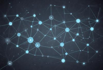 The primary subject of the image is a blue and white pattern, which appears to be a digital art or illustration. The setting is a dark background, which contrasts with the bright blue and white colors of the pattern. The visual style suggests that the image is a creative and artistic representation of a complex network or structure. The overall atmosphere of the image is one of intricacy and beauty, with the blue and white pattern serving as the focal point.