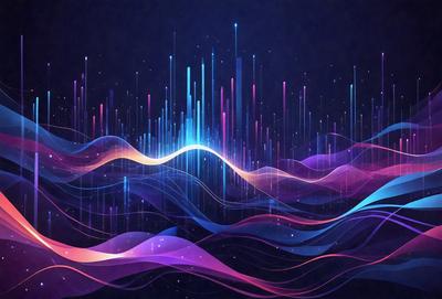 The primary subject of the image is a colorful, abstract design featuring a mix of blue, pink, and purple hues. The setting is a dark background, which contrasts with the vibrant colors of the design. The visual style is a combination of digital art and illustration, creating a unique and eye-catching pattern. The overall atmosphere is energetic and lively, with the colors and design elements working together to create a captivating and dynamic image.