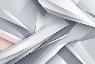 The primary subject of the image is a large, abstract, and colorful piece of artwork. The setting is a white background, which provides a clean and minimalist appearance. The visual style is a combination of digital art and illustration, creating a unique and eye-catching design. The colors and mood of the artwork are vibrant and energetic, with a focus on pink and white tones.
