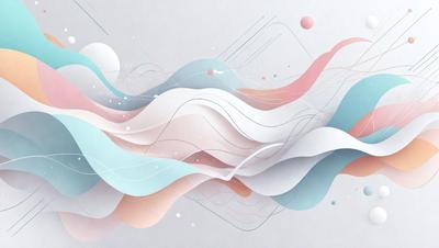 The primary subject of the image is a white and blue abstract art piece. The setting is a white background, and the visual style is a combination of digital art and illustration. The dominant colors are white and blue, creating a calm and serene atmosphere.