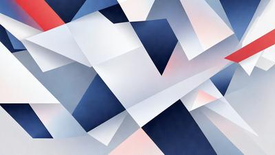 The primary subject of the image is a geometric pattern, which is a digital art piece. The setting is a blue background, and the visual style is a combination of digital art and illustration. The dominant colors in the image are blue and white, creating a calm and serene atmosphere.