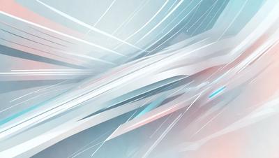 The primary subject of the image is a white and blue abstract art piece. The setting is a cloudy sky, and the visual style is digital art. The dominant colors are white and blue, creating a calm and serene atmosphere.