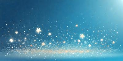 The primary subject of the image is a blue sky filled with stars. The setting is a night sky, and the visual style is a photo. The dominant colors are blue and white, creating a serene and peaceful atmosphere.