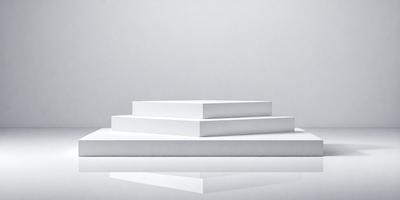 The primary subject of the image is a white staircase. The setting is a white wall, which serves as the background. The visual style is a photo, capturing the staircase in its natural environment. The colors and mood of the image are predominantly white, giving it a clean and minimalist appearance.