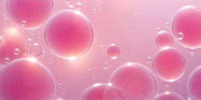 The primary subject of the image is a pink bubble, which is floating in a pink bubble bath. The setting is a pink background, which adds to the overall mood of the image. The visual style is a combination of photo and digital art, creating a unique and eye-catching effect. The colors and mood of the image are predominantly pink, giving it a warm and inviting atmosphere.