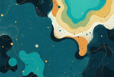 The primary subject of the image is a blue and orange swirling pattern, which appears to be a digital art or illustration. The setting is a blue background, and the visual style is a combination of digital art and illustration. The dominant colors are blue and orange, creating a vibrant and lively atmosphere.