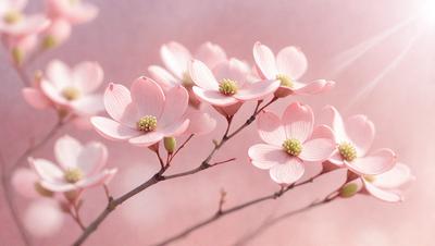 The primary subject of the image is a branch with pink flowers on it. The setting is a pink background, which adds to the overall mood of the scene. The visual style is a photo, capturing the beauty of the flowers and the branch. The colors and mood of the image are predominantly pink, creating a warm and inviting atmosphere.