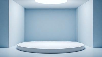 The primary subject of the image is a white wall with a blue background. The setting is a room with a white table. The visual style is a photo, and the colors and mood are predominantly white and blue, creating a clean and calm atmosphere.