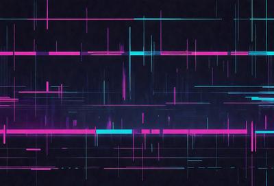 The primary subject of the image is a colorful, abstract design. The setting is a dark background, which contrasts with the vibrant colors of the design. The visual style appears to be a combination of digital art and illustration, creating a unique and eye-catching pattern. The dominant colors in the image are pink, blue, and purple, giving the overall atmosphere a sense of energy and creativity.