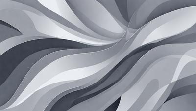The primary subject of the image is a large, curved, and wavy structure made of white material. The setting is a gray background, which contrasts with the white material. The visual style is a combination of digital art and illustration, creating a unique and intricate design. The colors and mood of the image are predominantly gray and white, giving it a modern and minimalist appearance.