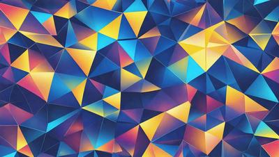 The primary subject of the image is a colorful, geometric pattern featuring a mix of blue, yellow, and orange hues. The setting is a blue background, which contrasts with the vibrant colors of the pattern. The visual style appears to be a combination of digital art and illustration, creating a unique and eye-catching design. The overall atmosphere is lively and energetic, with the bold colors and intricate patterns capturing the viewer's attention.