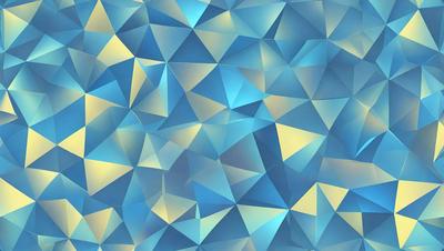 The primary subject of the image is a blue and yellow geometric pattern. The setting is a blue background, and the visual style appears to be a digital art or illustration. The dominant colors are blue and yellow, creating a vibrant and lively atmosphere.