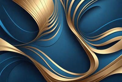The primary subject of the image is a blue background with a gold design. The setting is a blue background with a gold design, and the visual style is digital art. The dominant colors are blue and gold, creating a calm and elegant atmosphere.