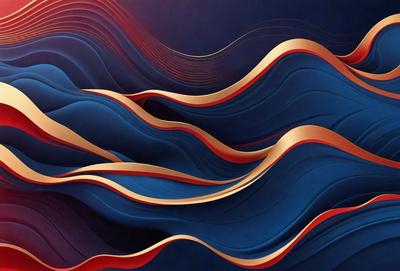 The primary subject of the image is a blue and gold swirl pattern. The setting is a dark blue background, which contrasts with the vibrant colors of the swirl pattern. The visual style appears to be a digital art or illustration, as the swirl pattern is intricately detailed and the colors are rich and vivid. The overall atmosphere of the image is dynamic and visually appealing.