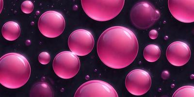 The primary subject of the image is a group of pink bubbles. The setting is a dark background, which contrasts with the bright pink color of the bubbles. The visual style is a digital art or illustration, as the bubbles are depicted in a detailed and artistic manner. The colors and mood of the image are predominantly pink, creating a warm and inviting atmosphere.