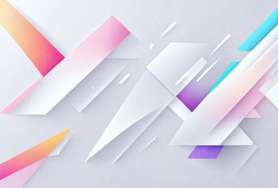 The primary subject of the image is a white triangle, which is the main object in the scene. The setting is a white background, and the visual style appears to be a digital art or illustration. The dominant colors in the image are white and purple, creating a calm and serene atmosphere.