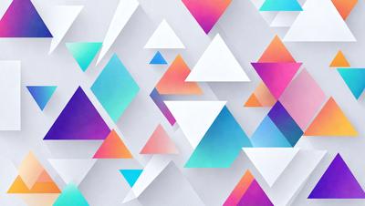 The primary subject of the image is a colorful geometric pattern, featuring a mix of blue, orange, and white colors. The pattern is composed of triangles and other geometric shapes, creating a visually appealing and vibrant design. The setting is a white background, which provides a clean and uncluttered environment for the pattern to stand out. The visual style of the image is a combination of digital art and illustration, showcasing the artist's creativity and attention to detail. The overall atmosphere of the image is