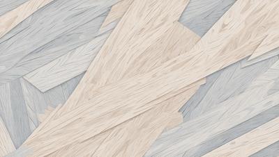 The primary subject of the image is a wooden floor with a unique pattern. The setting is a room with a wooden floor, and the visual style is a close-up of the floor. The colors and mood of the image are predominantly brown and natural, giving it a warm and earthy atmosphere.