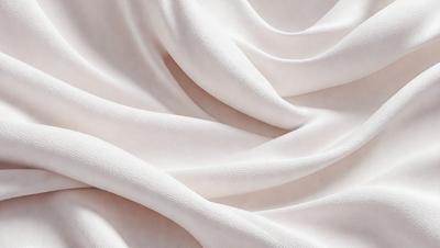 The primary subject of the image is a white sheet of fabric, which is the main object, scene, or focus of the image. The setting is a white background, which provides a clean and minimalistic environment. The visual style is a close-up of the fabric, showcasing its texture and details. The colors and mood of the image are predominantly white, giving it a clean, serene, and elegant appearance.